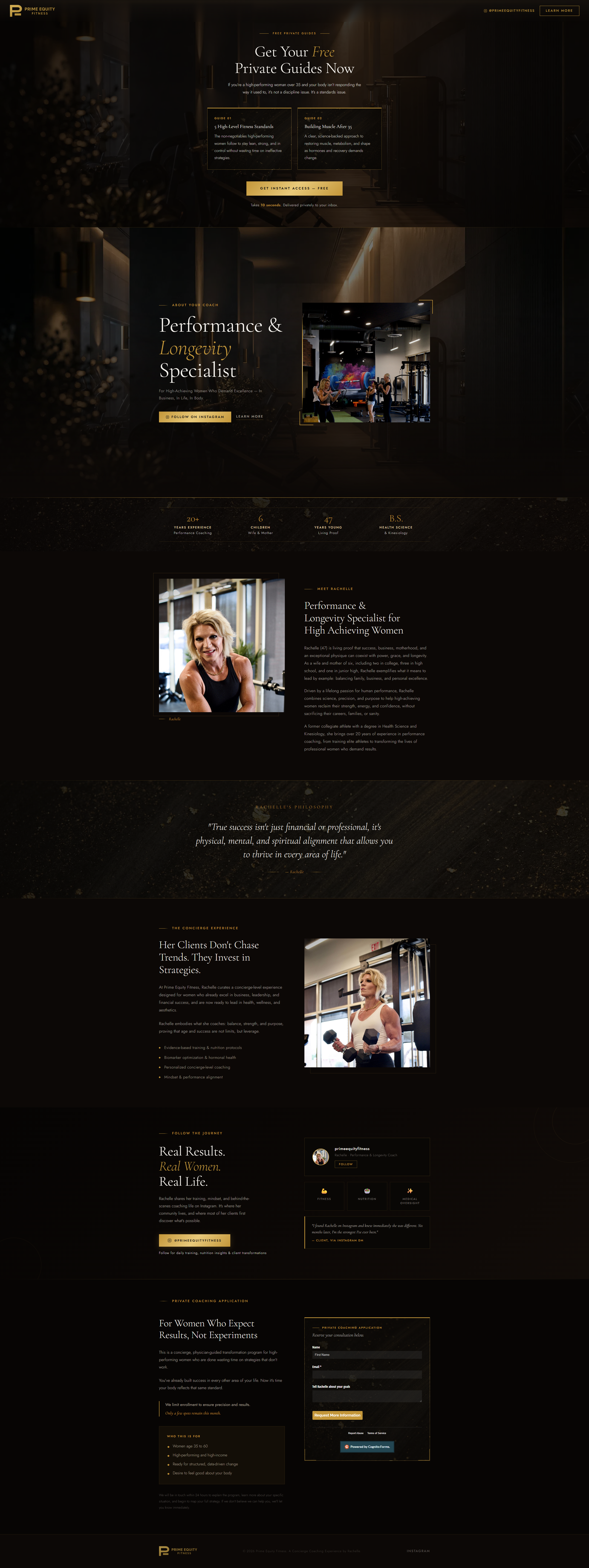 Full homepage design for Prime Equity Fitness