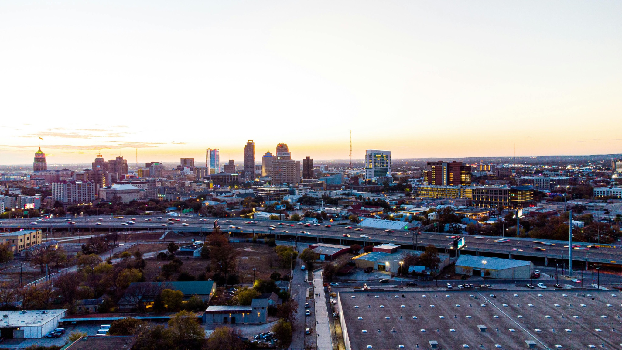 San Antonio skyline at sunset